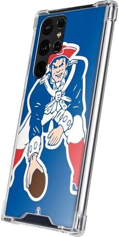 حافظة هاتف Skinit الشفافة متوافقة مع هاتف Galaxy S24 Ultra - تصميم شعار NFL New England Patriots Retro المرخص رسميًا in Saudi Arabia