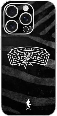 ملصق هاتف Skinit متوافق مع iPhone 16 Pro - تصميم طباعة حيوانات سوداء مرخص رسميًا من NBA San Antonio Spurs in Saudi Arabia