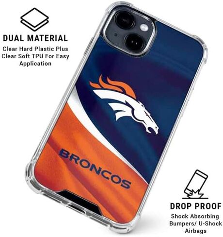 Skinit Clear Phone Case Compatible with iPhone 14 Plus - Officially Licensed NFL Denver Broncos Design in Saudi Arabia