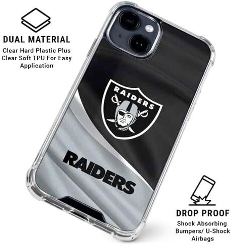 Skinit Clear Phone Case Compatible with iPhone 14 Plus - Officially Licensed NFL Las Vegas Raiders Design in Saudi Arabia