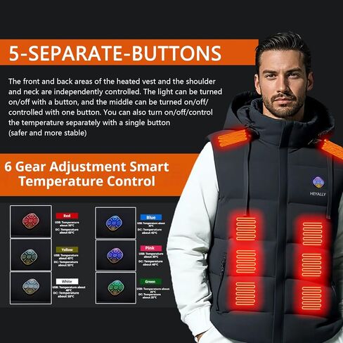 Heated Vest 6 Heat Levels, 23 Heat Zones,Lightweight,Washable,Unisex (Battery Pack Not Included) in Saudi Arabia