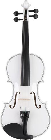 مجموعة كمان 4/4 كاملة الحجم مطورة من Lykos للبالغين والطلاب المبتدئين مع حقيبة صلبة، وقوس الكمان، ومسند الكتف، والصنوبري، وأوتار إضافية وسوردين (أبيض) in Kuwait