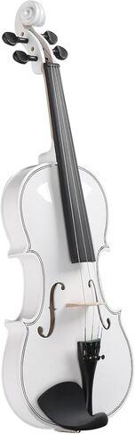 مجموعة كمان 4/4 كاملة الحجم مطورة من Lykos للبالغين والطلاب المبتدئين مع حقيبة صلبة، وقوس الكمان، ومسند الكتف، والصنوبري، وأوتار إضافية وسوردين (أبيض) in Kuwait