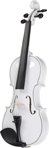 مجموعة كمان 4/4 كاملة الحجم مطورة من Lykos للبالغين والطلاب المبتدئين مع حقيبة صلبة، وقوس الكمان، ومسند الكتف، والصنوبري، وأوتار إضافية وسوردين (أبيض) in Kuwait