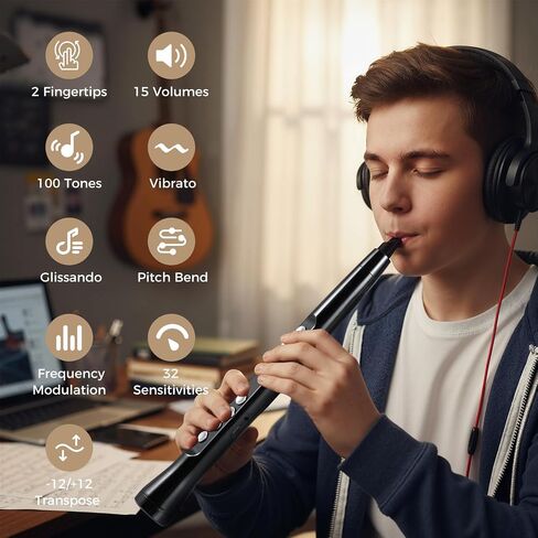 Costzon Electronic Wind Instrument, Portable Mini Digital Electric Saxophone with MIDI, 100 Tones, 3W HIFI Speaker, 4-Octave Range & 2 Fingerings, Rechargeable EWI Synthesizer for Beginners Adults in Saudi Arabia