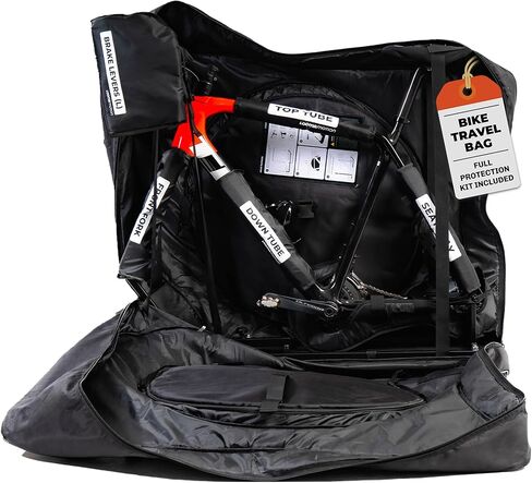 Bike Travel Case Airplane – Box for Air Travel | Durable Bike Bag with Full Protection | Fits Road & TT Bikes with Wheels, Safe Case for Flying in Saudi Arabia