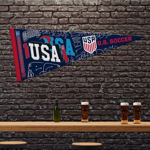راية ديكور حائط من اللباد مقاس 30.48 سم × 76.2 سم من Rico Industries US Soccer - رائعة للمنزل/غرفة النوم/ديكور كهف الرجل in Saudi Arabia
