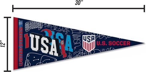 راية ديكور حائط من اللباد مقاس 30.48 سم × 76.2 سم من Rico Industries US Soccer - رائعة للمنزل/غرفة النوم/ديكور كهف الرجل in Saudi Arabia