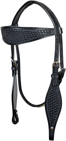 مجموعة طوق الثدي من HILASON Western Horse Headstall سلة من الجلد الأمريكي الأصلي منسوجة باللون الأسود | للخيول in Saudi Arabia