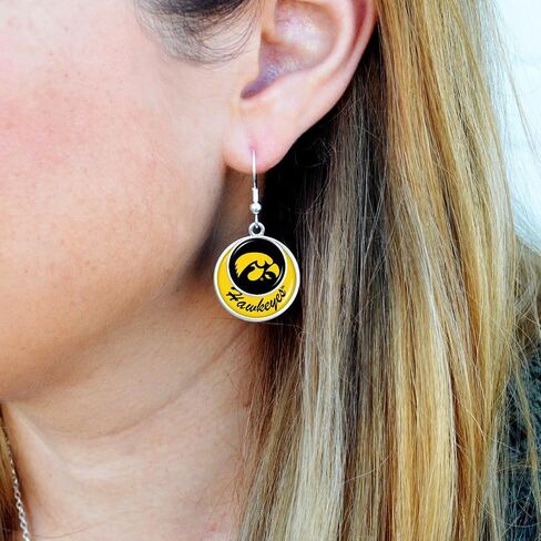 Iowa Hawkeyes Stacked Disk Earrings Jewelry Gift Licensed IU in Saudi Arabia