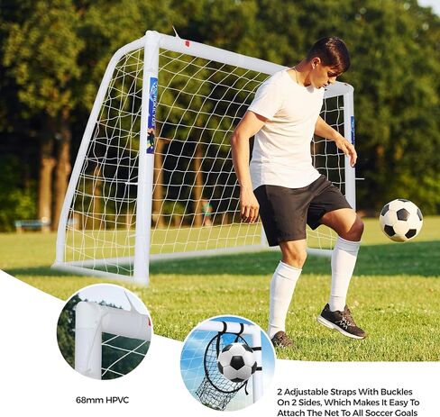 هدف كرة القدم للفناء الخلفي 10×6.5، 8×6 و6×4 قدم، هدف كرة قدم مقاوم للطقس ومحمول HPVC مع شبكة هدف كرة القدم وحقيبة حمل للأطفال والكبار للتدريب في الهواء الطلق in Kuwait