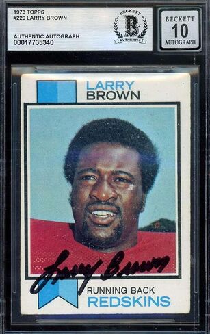 Larry Brown Gem Mint 10 Beckett BAS Signed 1973 Topps Autograph - NFL Autographed Football Cards in Saudi Arabia