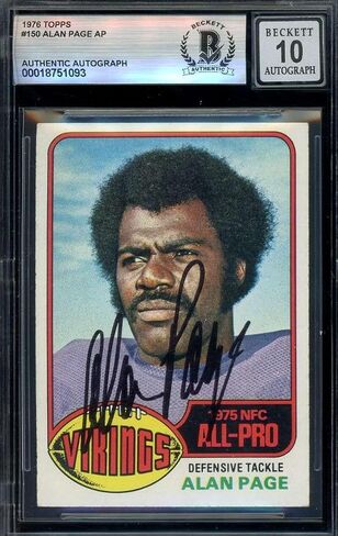 Alan Page Gem Mint 10 Beckett BAS Signed 1976 Topps Autograph - NFL Autographed Football Cards in Saudi Arabia