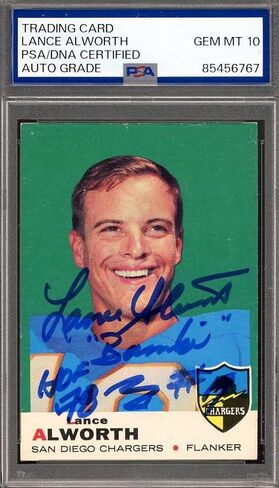 Lance Alworth Gem Mint 10 PSA DNA موقعة 1969 Topps Autograph - بطاقات كرة قدم موقعة من اتحاد كرة القدم الأميركي in Saudi Arabia