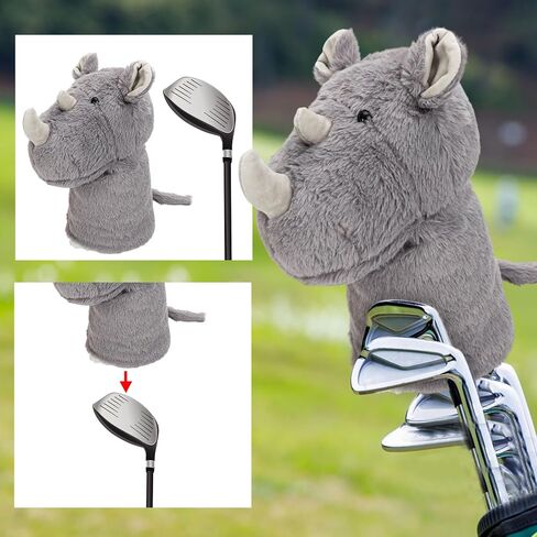 Funny Drive Head Covers Rhino Golf Club for Driver – Cartoon Funny Plush Animal Head Guard Fits Standard 460cc Woods – Cute Novelty Cool Headcovers for Men Women Clubs, Fun and Coolest Golf Wood Cover in Saudi Arabia