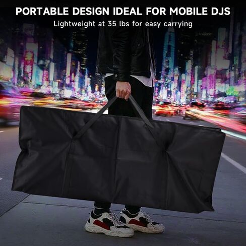 Topteng Portable DJ Facade Booth with Black/White Lighting Scrims, 42" x 20" Metal Frame DJ Table with Cable Slots, Carrying Case, for Events Clubs Bars Weddings Shows Party Indoor and Outdoor in Saudi Arabia