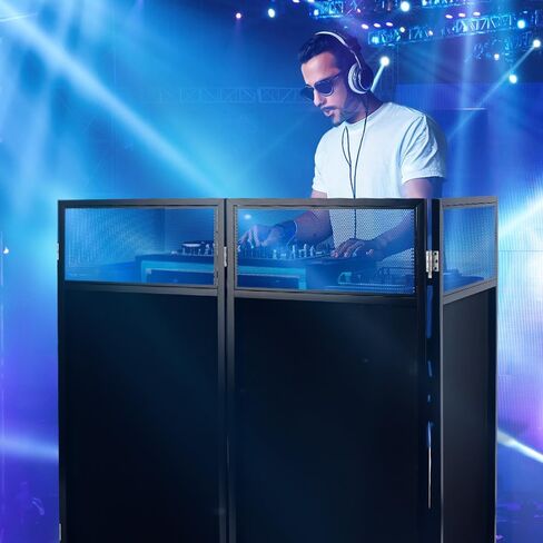 Topteng Portable DJ Facade Booth with Black/White Lighting Scrims, 42" x 20" Metal Frame DJ Table with Cable Slots, Carrying Case, for Events Clubs Bars Weddings Shows Party Indoor and Outdoor in Saudi Arabia