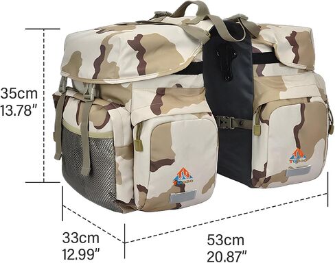 Bicycle Saddle Bags Rear Rack,Waterproof 50L Bike Panier Bag For MTB/E-Bike,Bike Trunk Bag With Reflective Stripes (Camo,50L) in Saudi Arabia