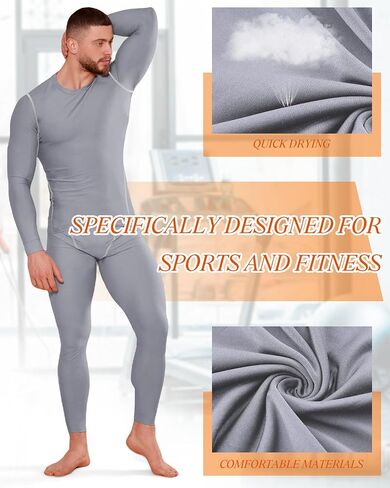 Hicarer 12 Pack Thermal Underwear Compression Set Bulk for Men Homeless Wholesale Base Layer Winter Workout Bottom Top in Saudi Arabia