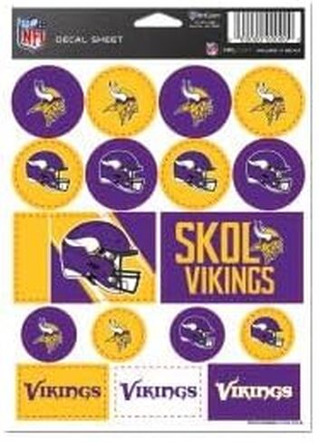 Minnesota Vikings Vinyl Sticker Sheet 5" x 7" in Saudi Arabia