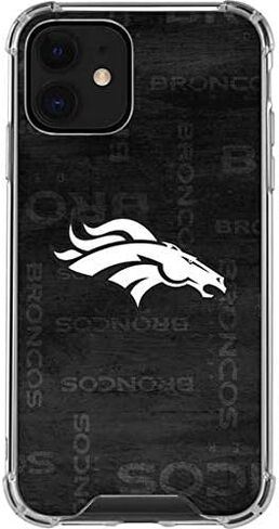 Skinit Clear Phone Case Compatible with iPhone 12 - Officially Licensed NFL Denver Broncos Black & White Design in Saudi Arabia
