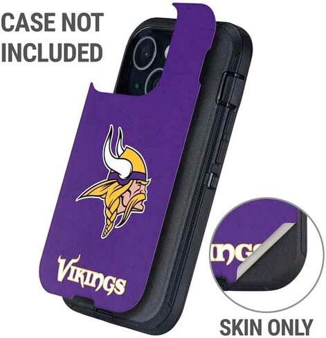 Skinit Decal Phone Skin Compatible with OtterBox Defender iPhone 15 - Officially Licensed NFL Minnesota Vikings Distressed Design in Saudi Arabia