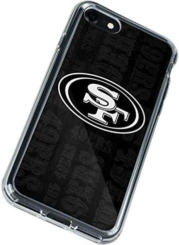 حافظة هاتف Skinit الشفافة متوافقة مع iPhone SE (الجيل الثاني والثالث) - تصميم أبيض وأسود مرخص رسميًا من NFL San Franciso 49ers in Saudi Arabia