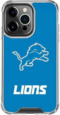Skinit Clear Phone Case Compatible with iPhone 15 Pro Max - Officially Licensed NFL Detroit Lions Distressed Design in Saudi Arabia