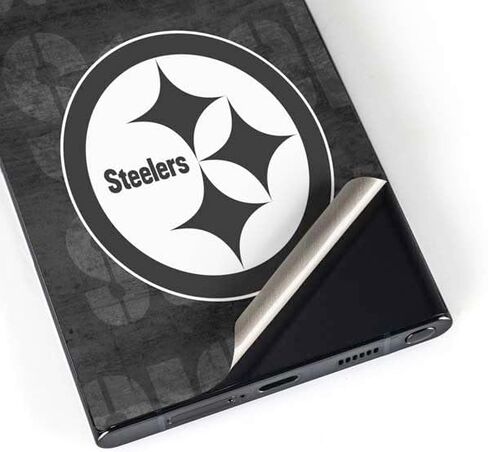 ملصق هاتف Skinit متوافق مع هاتف Galaxy S25 Ultra - تصميم بلوك منطقة NFL مرخص رسميًا من NFL Pittsburgh Steelers in Saudi Arabia