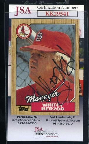 y Herzog JSA Coa Autograph 1987 Topps موقعة يدويًا - بطاقات بيسبول موقعة in Saudi Arabia