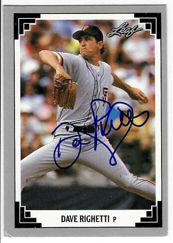 Dave Righetti Signed 1991 Leaf Card #301 San Francisco Giants - MLB Autographed Baseball Cards in Saudi Arabia
