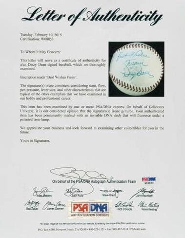 The Finest Dizzy Dean Single Signed AL Baseball BGS Graded Mint 9 & PSA DNA COA - Baseball Slabbed Autographed Cards in Saudi Arabia