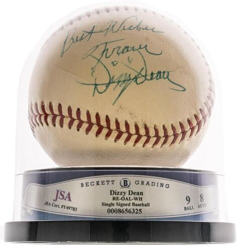 The Finest Dizzy Dean Single Signed AL Baseball BGS Graded Mint 9 & PSA DNA COA - Baseball Slabbed Autographed Cards in Saudi Arabia