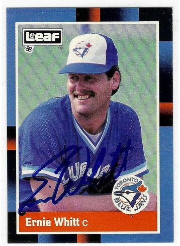Ernie Whitt Signed 1988 Leaf Card #250 Toronto Jays - MLB Autographed Baseball Cards in Saudi Arabia