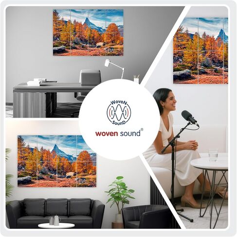 WoveN SounD Art Acoustic Panels, Sound Absorbing, Wall Decoration, Suitable for Artistic Noise Reduction, Bedroom Studios & Home Theaters (Golden Trees-Rocks & Peak), 48x32x0.4 Inch in Kuwait