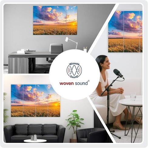 WoveN SounD Art Acoustic Panels, Sound Absorbing, Wall Decoration, Suitable for Artistic Noise Reduction, Bedroom Studios & Home Theaters (Golden Trees-Rocks & Peak), 48x32x0.4 Inch in Kuwait