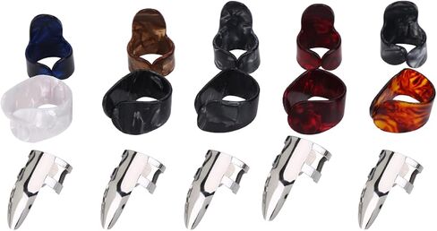 15Pcs Metal Finger Picks, Guitar Finger Pick, Bass Ukulele, Quality Material Xylonite, Strong Plasticity, Practical and Useful for Playing, Relieve Finger Fatigue and Pain with Comfortable W in Saudi Arabia