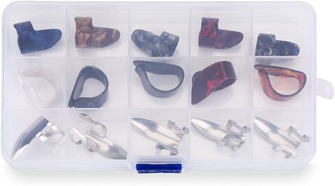 15Pcs Metal Finger Picks, Guitar Finger Pick, Bass Ukulele, Quality Material Xylonite, Strong Plasticity, Practical and Useful for Playing, Relieve Finger Fatigue and Pain with Comfortable W in Saudi Arabia