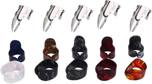 15Pcs Metal Finger Picks, Guitar Finger Pick, Bass Ukulele, Quality Material Xylonite, Strong Plasticity, Practical and Useful for Playing, Relieve Finger Fatigue and Pain with Comfortable W in Saudi Arabia