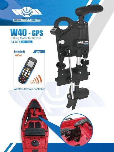 HASWING W40 GPS Electric Trolling Motor for Kayak – 12V 40Lbs Brushless with Emergency Magnetic Kill Switch, Suitable for Saltwater and Freshwater Fishing 54707 in Saudi Arabia