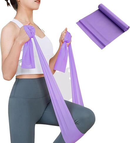 Resistance Bands Long Non-Latex Stretch Bands for Exercise Pilates Flexbands Strength Training, Length 4.9 FT,Thickness 0.35MM, Purple in Saudi Arabia