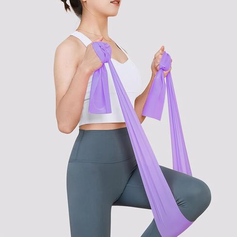 Resistance Bands Long Non-Latex Stretch Bands for Exercise Pilates Flexbands Strength Training, Length 4.9 FT,Thickness 0.35MM, Purple in Saudi Arabia