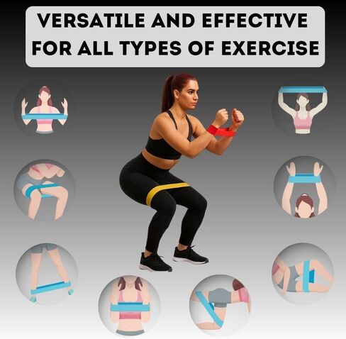 Set of 5 Mini Loop Resistance Bands – 5 Levels (X-Light to X-Heavy), 50mm Wide – Legs, Glutes & Full-Body Home Workout – Carry Bag Included in Saudi Arabia