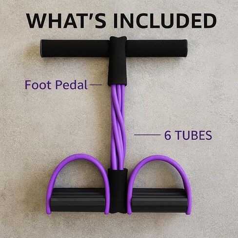 Premium 6 Tubes Foot Pedal Resistance Band – Multifunction Tension Rope for Full-Body Workouts, Yoga & Home Fitness | Strong Elastic Puller | Upgraded Handles & Heavy-Duty Design in Saudi Arabia