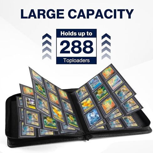 حافظة محمل علوي، تحمل 288 وحدة تحميل علوية، 288 وحدة تحميل علوية و288 حافظة بطاقات متضمنة، حافظة محمل علوي ذات 9 جيوب للرافعات العلوية الصلبة مقاس 3 × 4 بوصة، حافظة بطاقات مزدوجة الجوانب لـ TCG، والبطاقات الرياضية in Kuwait