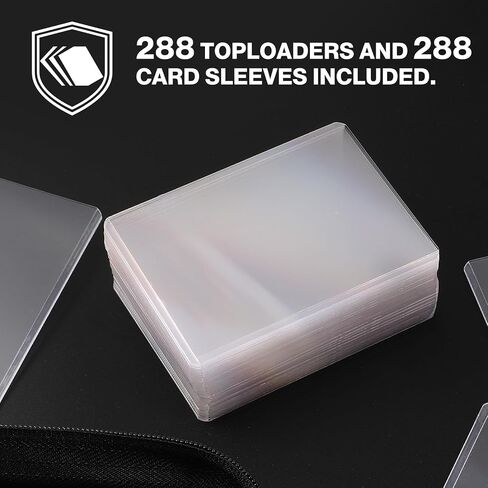 حافظة محمل علوي، تحمل 288 وحدة تحميل علوية، 288 وحدة تحميل علوية و288 حافظة بطاقات متضمنة، حافظة محمل علوي ذات 9 جيوب للرافعات العلوية الصلبة مقاس 3 × 4 بوصة، حافظة بطاقات مزدوجة الجوانب لـ TCG، والبطاقات الرياضية in Kuwait