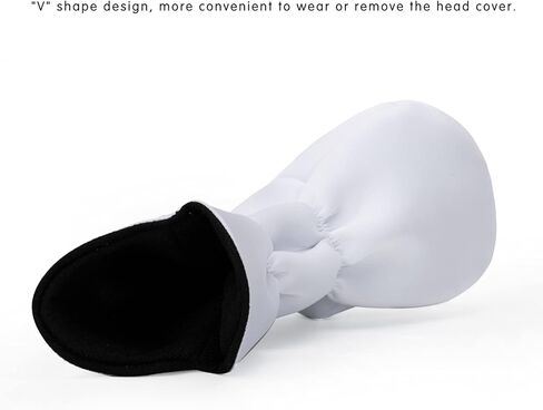 أغطية رأس سائق الجولف مكونة من 3 قطع للرجال والنساء - جلد البولي يوريثان الفاخر مع تطريز الفيل، شريط مطاطي مزدوج (السائق/الممر/الهجين)، مقاوم للماء ومتين - أبيض رمادي أو أسود رمادي in Kuwait