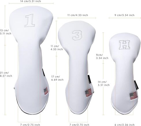 أغطية رأس سائق الجولف مكونة من 3 قطع للرجال والنساء - جلد البولي يوريثان الفاخر مع تطريز الفيل، شريط مطاطي مزدوج (السائق/الممر/الهجين)، مقاوم للماء ومتين - أبيض رمادي أو أسود رمادي in Kuwait