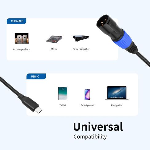 USB C to XLR Cable 3.3 FT,Smartphone Tablet Type-C Device to Amplifier,USB Type C to XLR Male Output Stereo Cable for Amplifier, Speaker, Mixer Console, etc in Saudi Arabia
