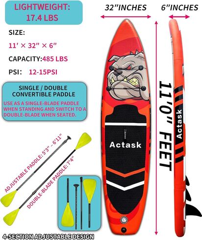 Inflatable Stand Up Paddle Board – Seat-Equipped SUP with Convertible Dual-Head Paddle, Premium Accessories, Anti-Slip EVA Deck, Ultra-Stable for All Skill Levels in Saudi Arabia